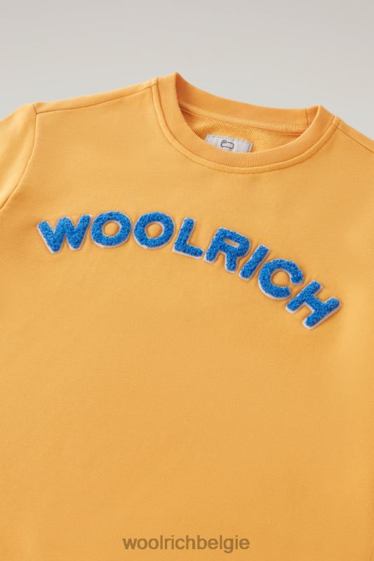 b varsity ronde hals van puur katoen Woolrich jongens 8TTN0867 vuur geel kleding