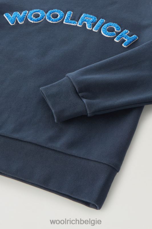 b varsity ronde hals van puur katoen Woolrich jongens 8TTN0869 Melton blauw kleding