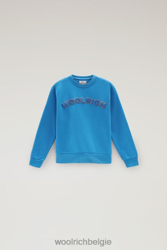 b varsity ronde hals van puur katoen Woolrich jongens 8TTN0878 klokje blauw kleding