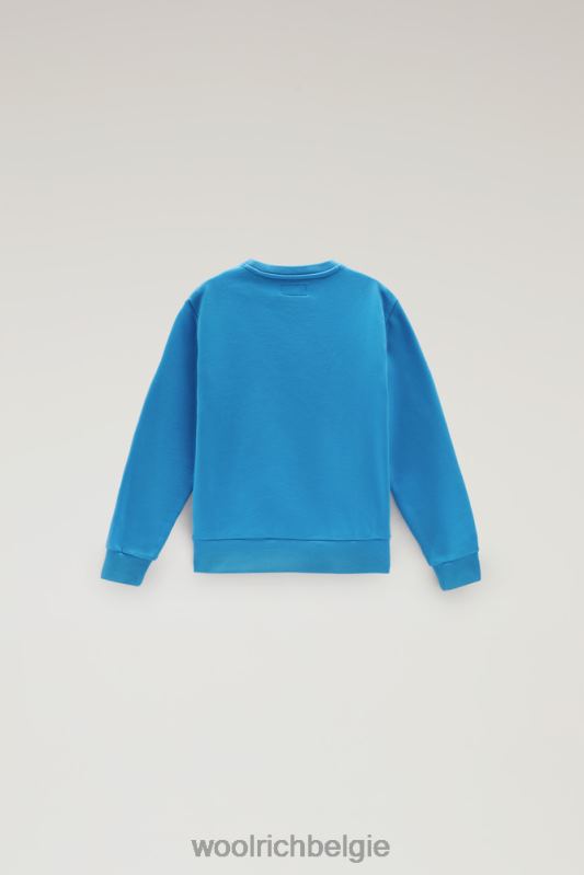 b varsity ronde hals van puur katoen Woolrich jongens 8TTN0878 klokje blauw kleding