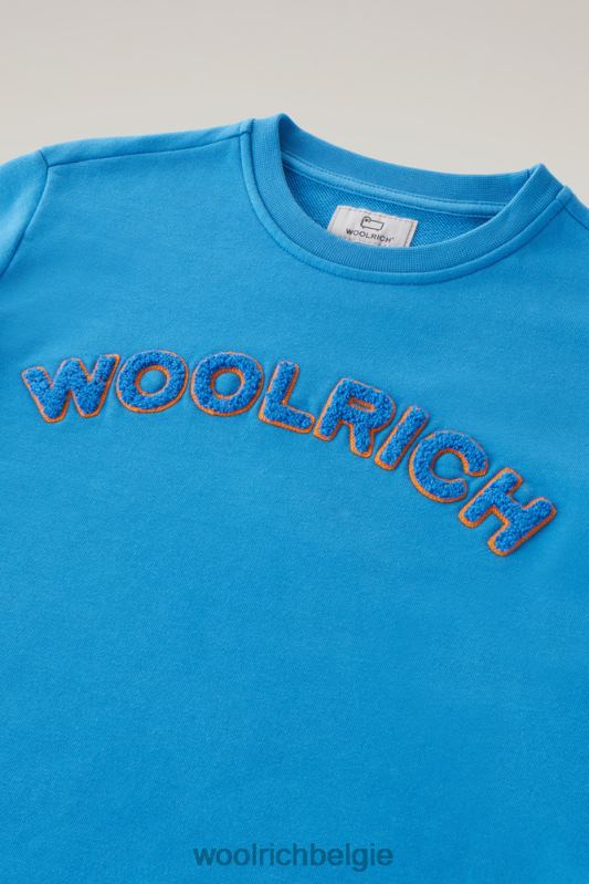 b varsity ronde hals van puur katoen Woolrich jongens 8TTN0878 klokje blauw kleding