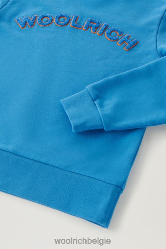 b varsity ronde hals van puur katoen Woolrich jongens 8TTN0878 klokje blauw kleding
