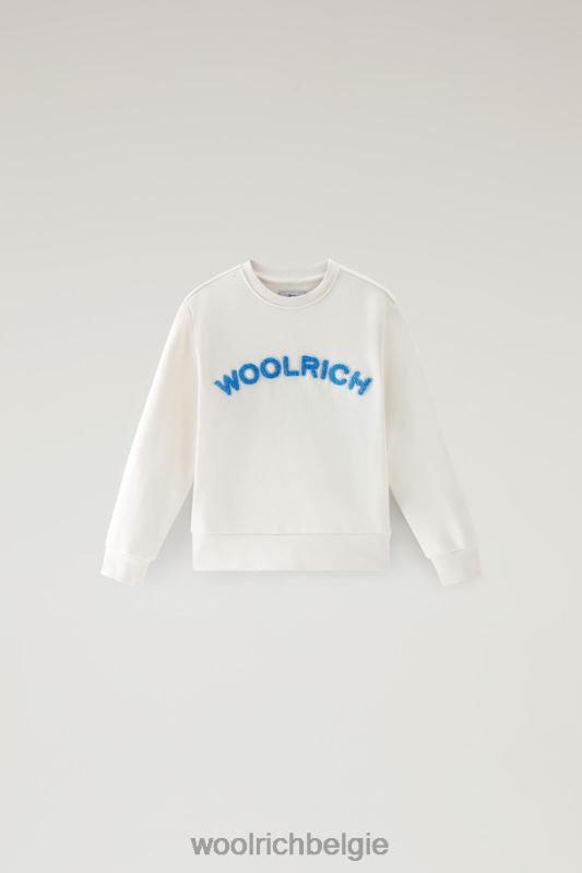 b varsity ronde hals van puur katoen Woolrich jongens 8TTN0891 melkachtige crème kleding