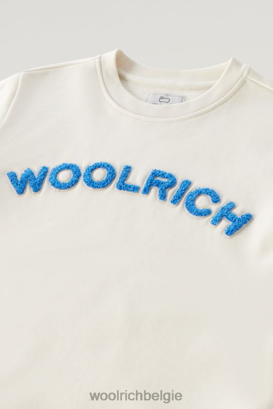 b varsity ronde hals van puur katoen Woolrich jongens 8TTN0891 melkachtige crème kleding