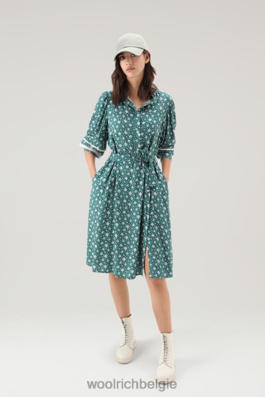 bedrukte jurk met bloemmotief Woolrich vrouwen 8TTN049 groenblijvend kleding