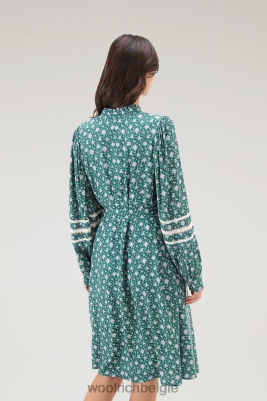 bedrukte jurk met bloemmotief Woolrich vrouwen 8TTN049 groenblijvend kleding