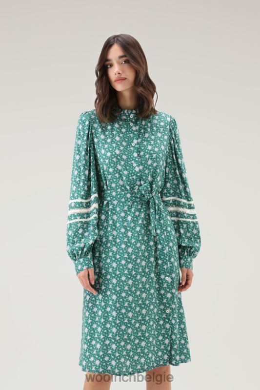 bedrukte jurk met bloemmotief Woolrich vrouwen 8TTN049 groenblijvend kleding