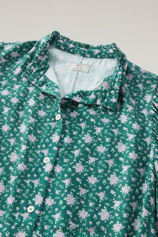 bedrukte jurk met bloemmotief Woolrich vrouwen 8TTN049 groenblijvend kleding
