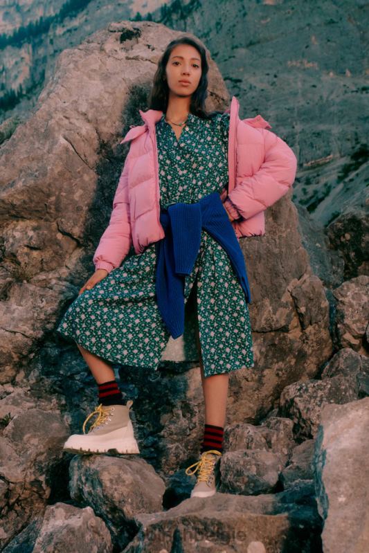 bedrukte jurk met bloemmotief Woolrich vrouwen 8TTN049 groenblijvend kleding