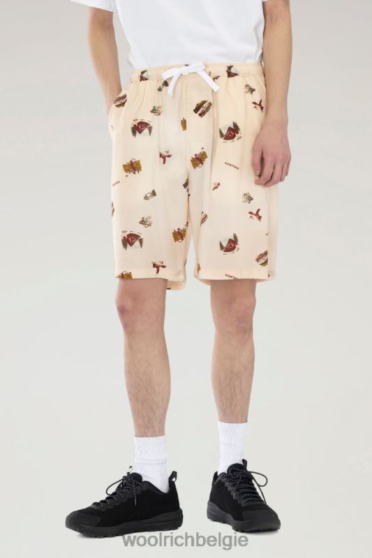 bedrukte short van lyocell Woolrich Heren 8TTN0533 beige kleding