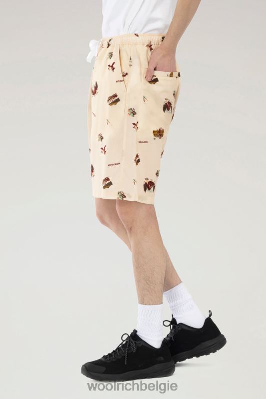 bedrukte short van lyocell Woolrich Heren 8TTN0533 beige kleding