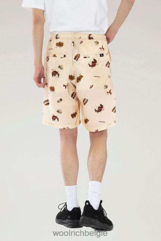 bedrukte short van lyocell Woolrich Heren 8TTN0533 beige kleding