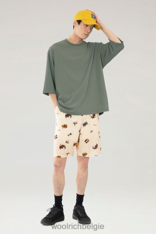 bedrukte short van lyocell Woolrich Heren 8TTN0533 beige kleding