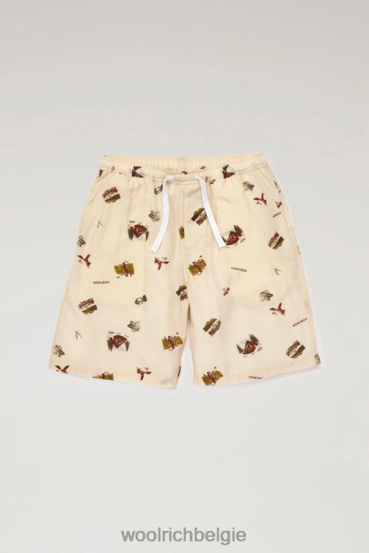 bedrukte short van lyocell Woolrich Heren 8TTN0533 beige kleding