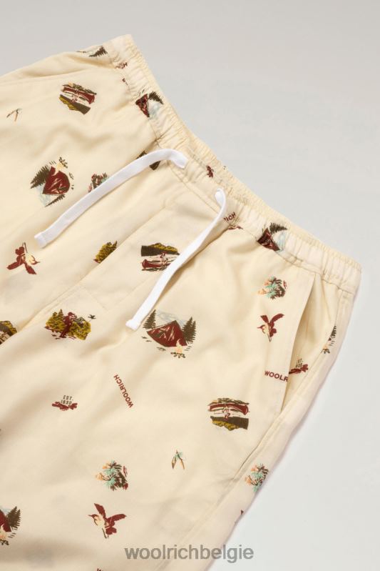 bedrukte short van lyocell Woolrich Heren 8TTN0533 beige kleding