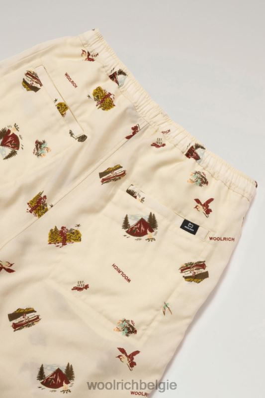 bedrukte short van lyocell Woolrich Heren 8TTN0533 beige kleding