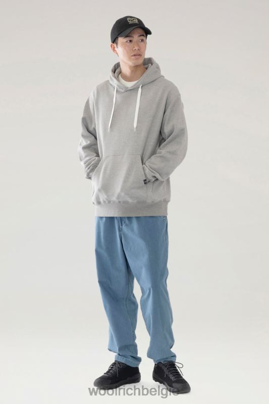 berghoodie van een mix van katoenfleece en cordura nylon Woolrich Heren 8TTN0532 bovenkant grijs kleding
