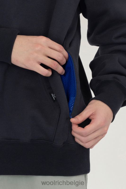berghoodie van een mix van katoenfleece en cordura nylon Woolrich Heren 8TTN0535 houtskool kleding