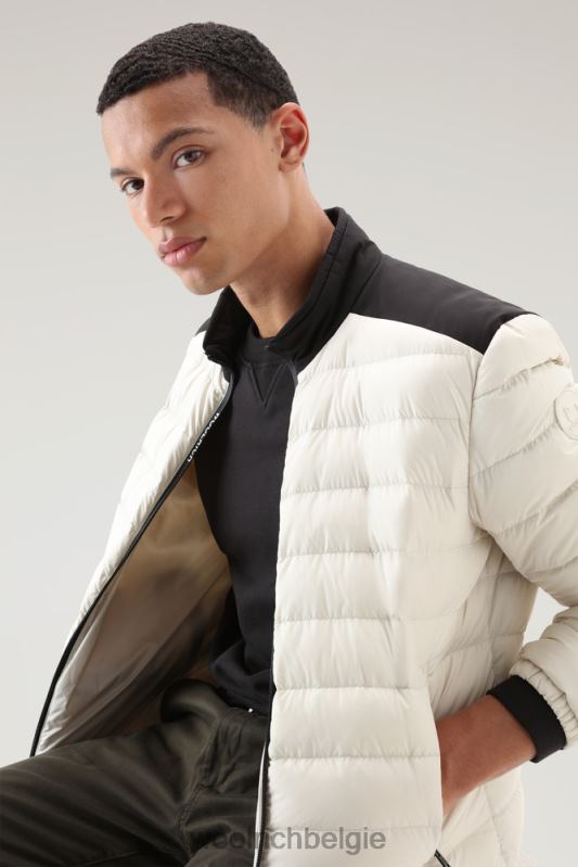 bering tech lichtgewicht donsjack van microvezel Woolrich Heren 8TTN0471 melkachtige crème kleding