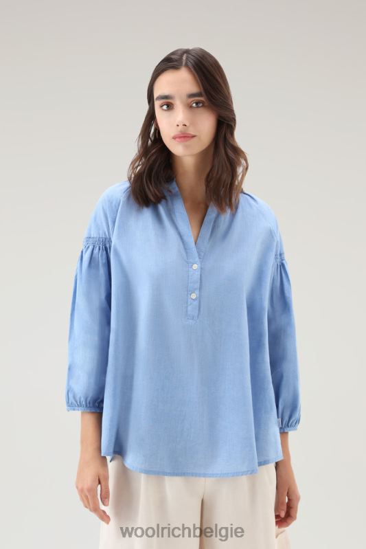 blouse van puur katoenen chambray Woolrich vrouwen 8TTN017 bleek indigo kleding