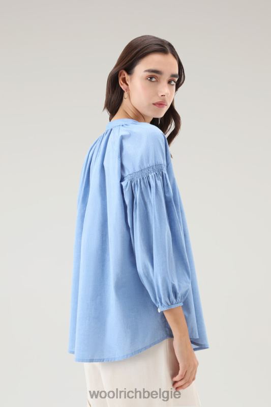 blouse van puur katoenen chambray Woolrich vrouwen 8TTN017 bleek indigo kleding