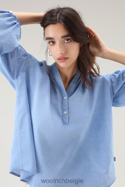blouse van puur katoenen chambray Woolrich vrouwen 8TTN017 bleek indigo kleding