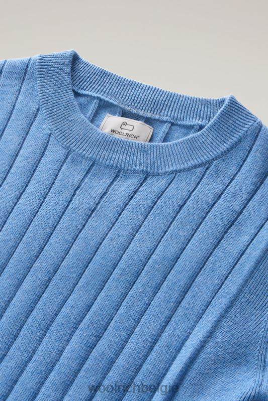 brede geribde ronde hals van puur katoen Woolrich vrouwen 8TTN0133 campanula melange kleding
