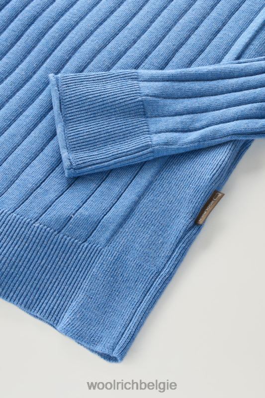 brede geribde ronde hals van puur katoen Woolrich vrouwen 8TTN0133 campanula melange kleding