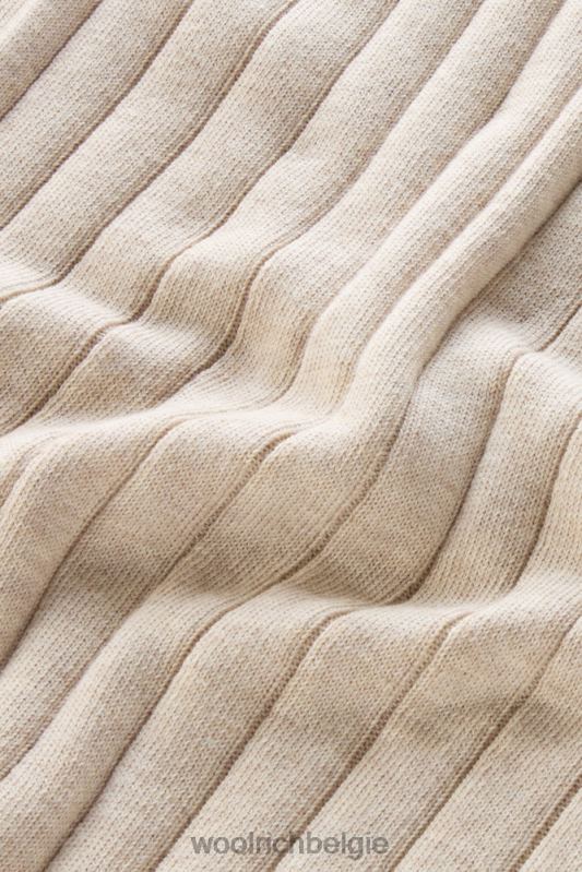 brede geribde ronde hals van puur katoen Woolrich vrouwen 8TTN0141 beige gemêleerd kleding