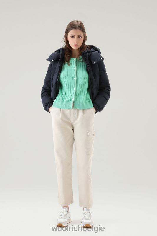 breed geribd vest van puur katoen Woolrich vrouwen 8TTN0106 haven groen kleding