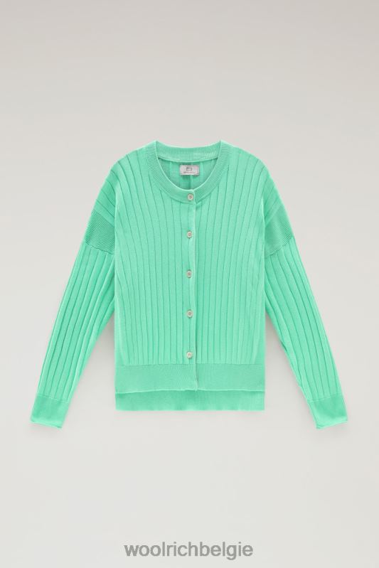 breed geribd vest van puur katoen Woolrich vrouwen 8TTN0106 haven groen kleding