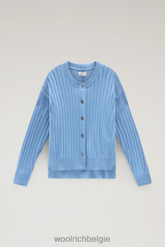 breed geribd vest van puur katoen Woolrich vrouwen 8TTN0120 campanula melange kleding