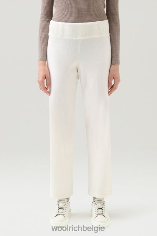 broek van kasjmier en wolmix Woolrich vrouwen 8TTN0273 melkachtige crème kleding