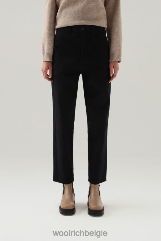 broek van stretchkatoenen twill Woolrich vrouwen 8TTN0289 Melton blauw kleding