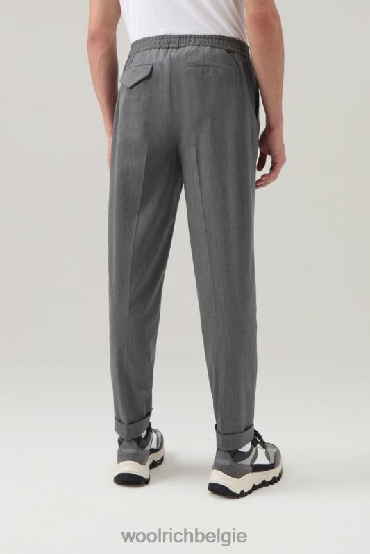 broek voor woon-werkverkeer van een eco-comfortabele wolmix Woolrich Heren 8TTN0698 middengrijs gemêleerd kleding