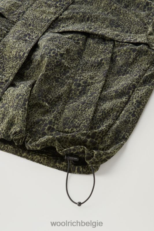 camouflagejack met opvouwbare capuchon Woolrich vrouwen 8TTN098 donkergroene camouflage kleding