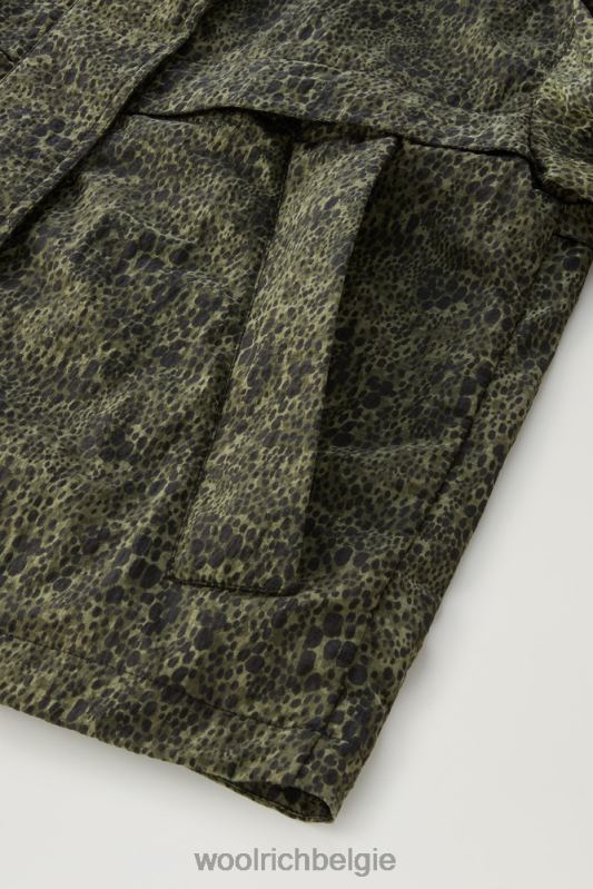 camouflagejack met opvouwbare capuchon Woolrich vrouwen 8TTN098 donkergroene camouflage kleding