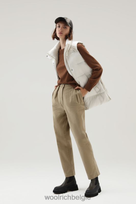 cargobroek van katoenkeperstof Woolrich vrouwen 8TTN0248 goud kaki kleding