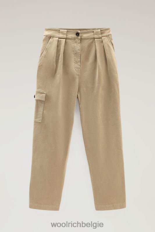 cargobroek van katoenkeperstof Woolrich vrouwen 8TTN0248 goud kaki kleding