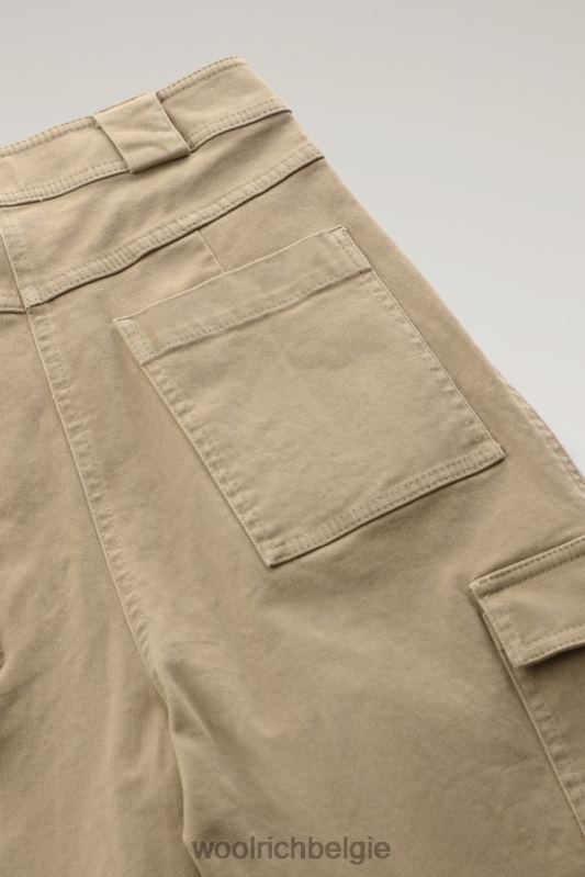 cargobroek van katoenkeperstof Woolrich vrouwen 8TTN0248 goud kaki kleding