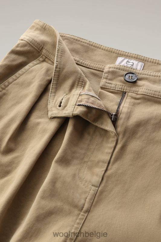 cargobroek van katoenkeperstof Woolrich vrouwen 8TTN0248 goud kaki kleding