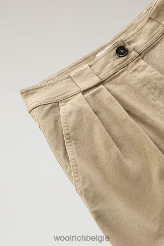 cargobroek van katoenkeperstof Woolrich vrouwen 8TTN0248 goud kaki kleding