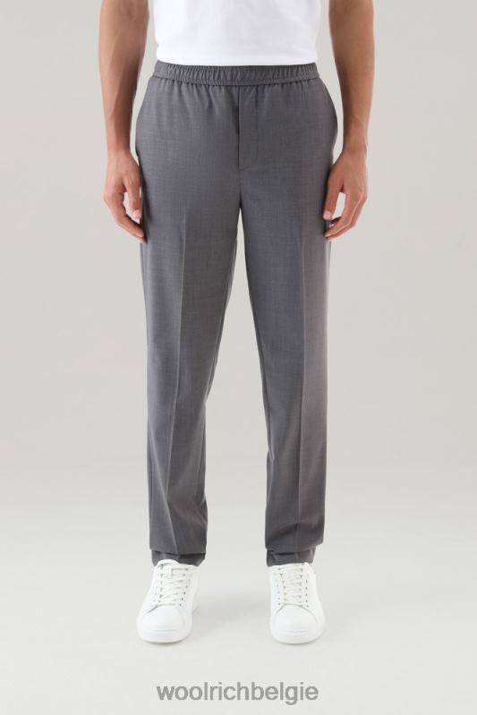 chinobroek van koele nieuwe Italiaanse wol Woolrich Heren 8TTN0506 lichtgrijs gemêleerd kleding