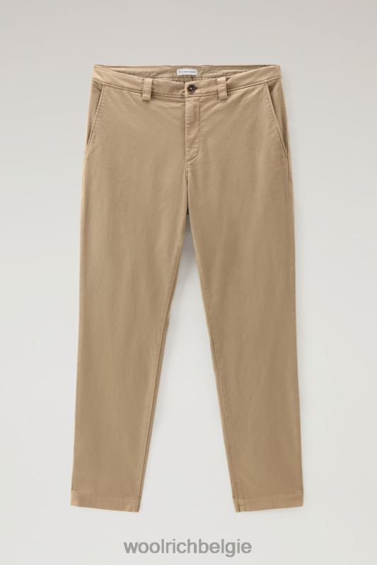 chinobroek van stretchkatoen Woolrich Heren 8TTN0650 goud kaki kleding