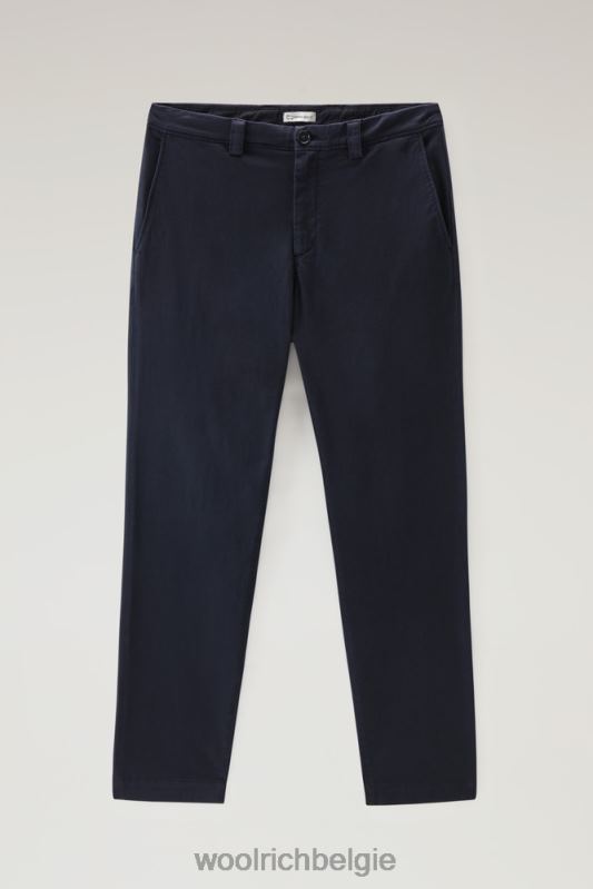 chinobroek van stretchkatoen Woolrich Heren 8TTN0683 Melton blauw kleding