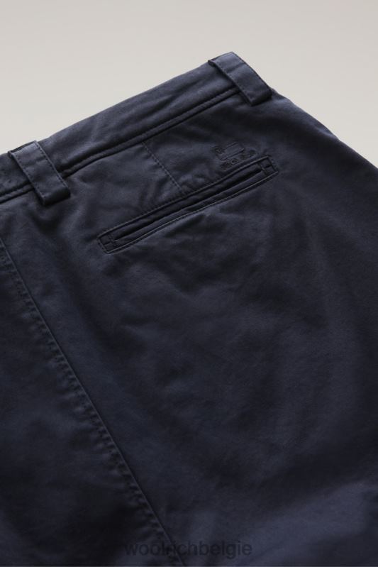chinobroek van stretchkatoen Woolrich Heren 8TTN0683 Melton blauw kleding