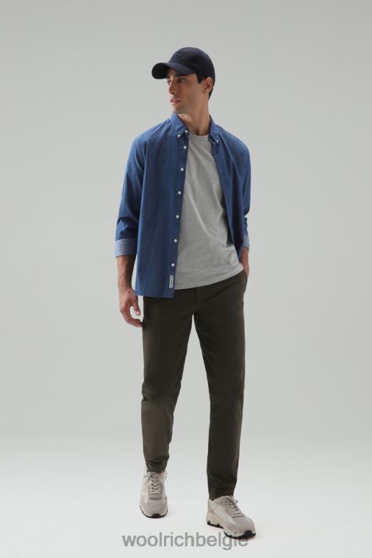 chinobroek van stretchkatoen Woolrich Heren 8TTN0720 donkergroen kleding