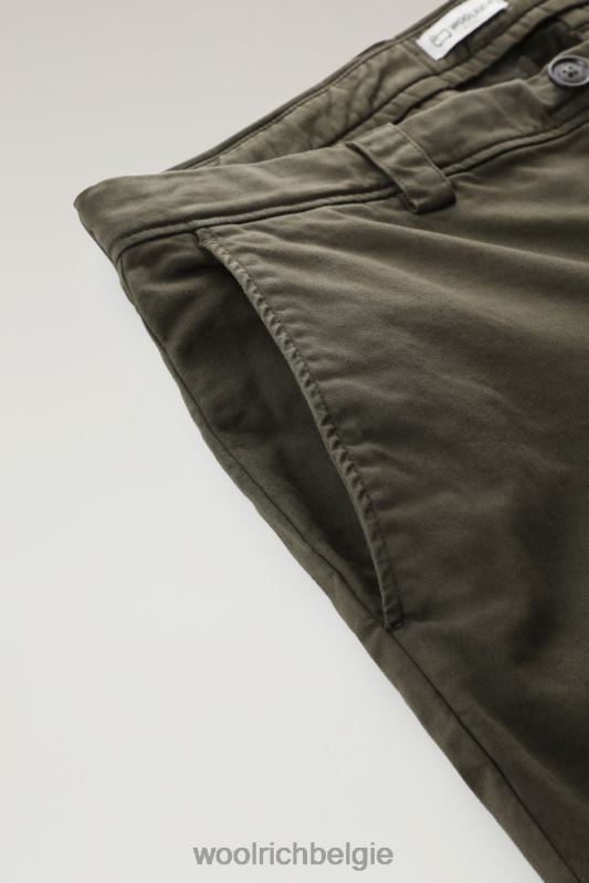 chinobroek van stretchkatoen Woolrich Heren 8TTN0720 donkergroen kleding