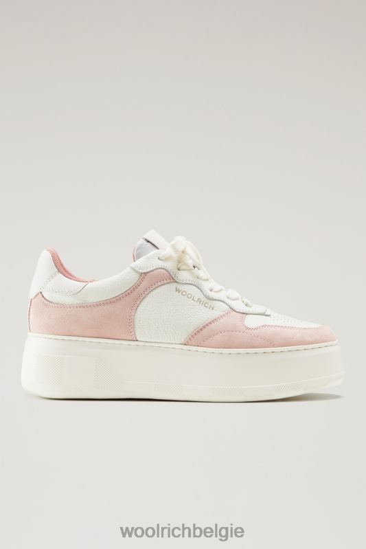 chunky pumps van zacht leer met suède inzetstukken Woolrich vrouwen 8TTN0163 steeg gebroken wit schoenen