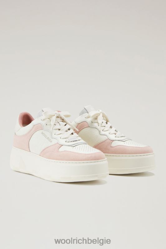 chunky pumps van zacht leer met suède inzetstukken Woolrich vrouwen 8TTN0163 steeg gebroken wit schoenen